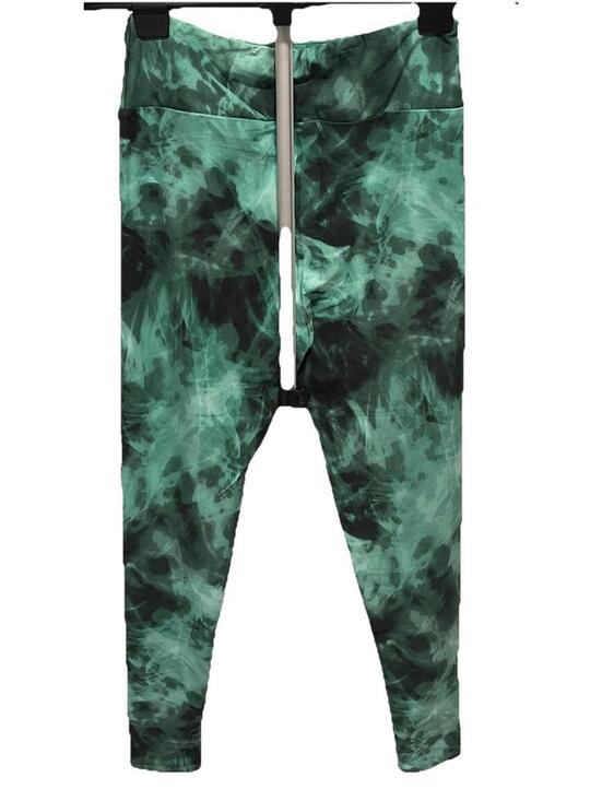 New LuLaRoe Green And Black Marble Or Tie Dye Print Leggings Size OS (2-10) - Picture 4 of 6